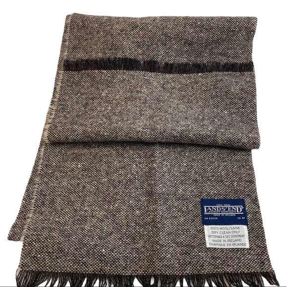 Lands' End Accessories - LANDS' END Brown Tweed Wool Made In Ireland Scarf